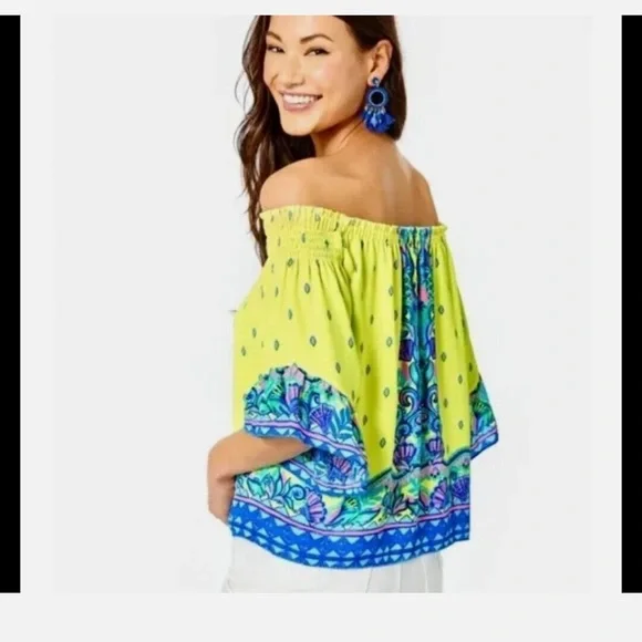 lilly pulitzer fawna off the shoulder dress Women's Fawna Off-The-Shoulder Dress | Size Large, Seaside Shindig Engineered Dress